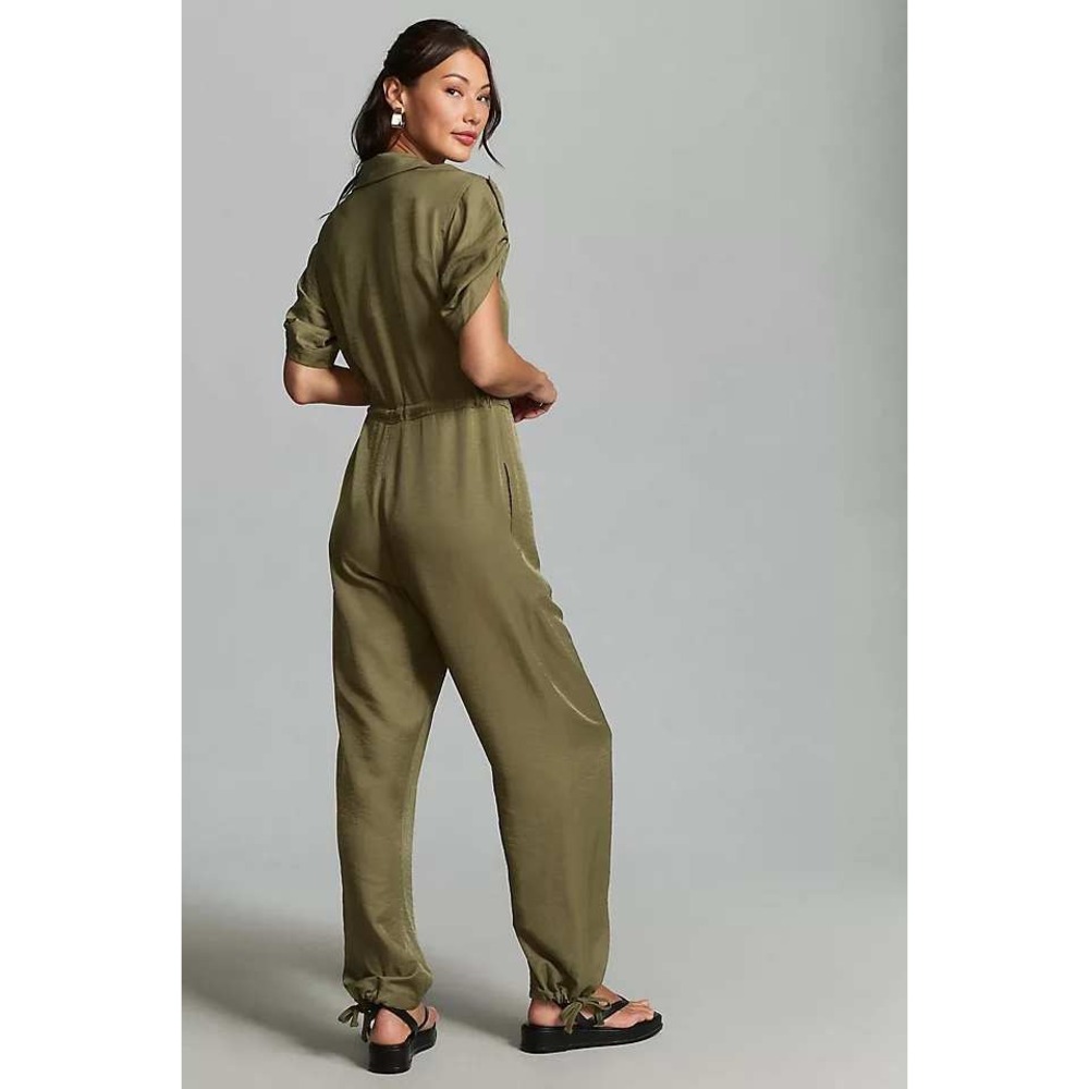 Anthropologie Tiny Heidi Green Utility Jumpsuit Short Sleeve Drawstring NWT S
